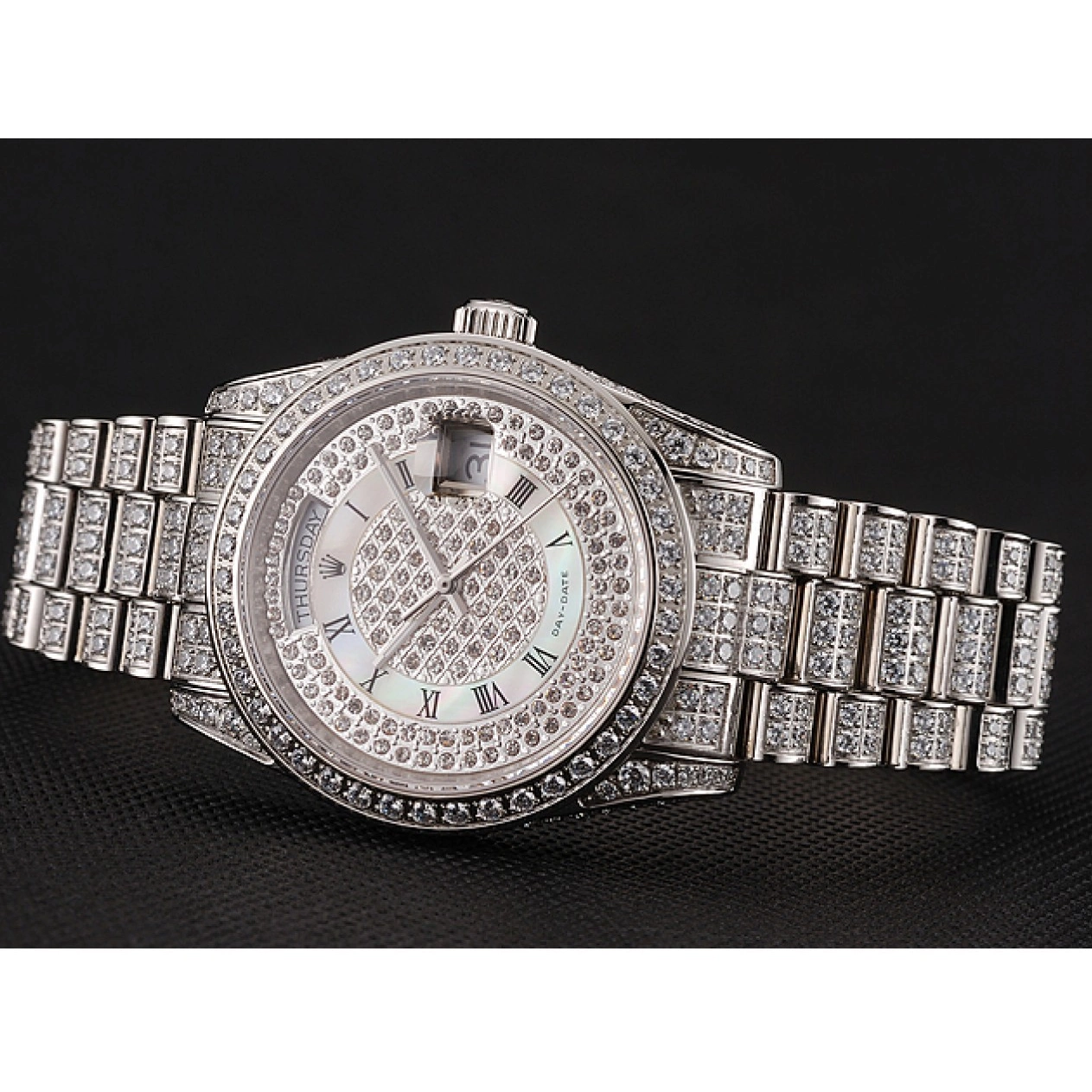 Good Copy Rolex Watches Diamond Bracelet 1453950 Pave Case Dial Swiss Diamond Rolex Diamond Day-Date 0816